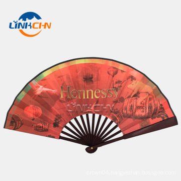Customized bamboo hand held folding fan with bamboo frame